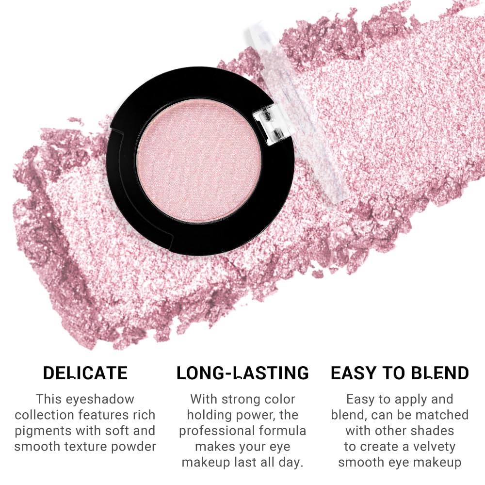 Monochrome Glitter Eyeshadow Makeup Palette, Highly Pigmented Nude Pink Eyeshadow Palette, Shimmer Pressed Powder Eye shadow Makeup, Single Vegan Eye Shadow, Daily Evening Women Girls Eyeshadow Gift9#