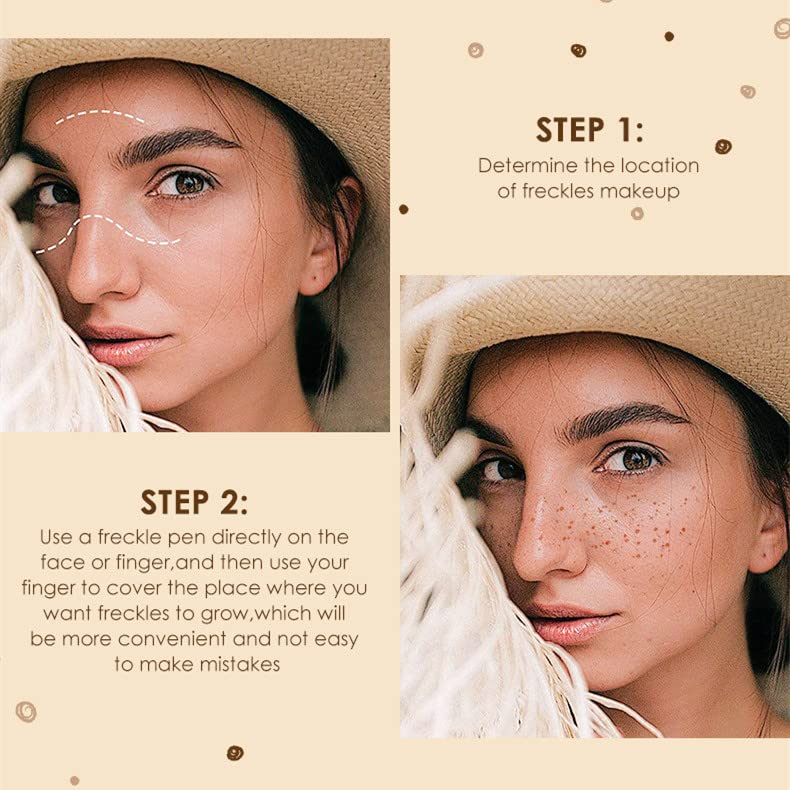Freckle Pen Faux Freckle Pen Colour Pop Freckle Pen Supernaturally Realistic Freckles Makeup Brush Fantastic Freckles Pen Long-lasting Waterproof Soft-point Absorbent Pen For a Natural and Easy Makeup Look (Double)