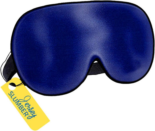 Silk Sleep Eye Mask for Men Women, Comfortable Super Soft Eye Mask with Adjustable Strap, 100% Pure Silk, Blocks Light, Jersey Slumber (Blue, 1 Count (Pack of 1))