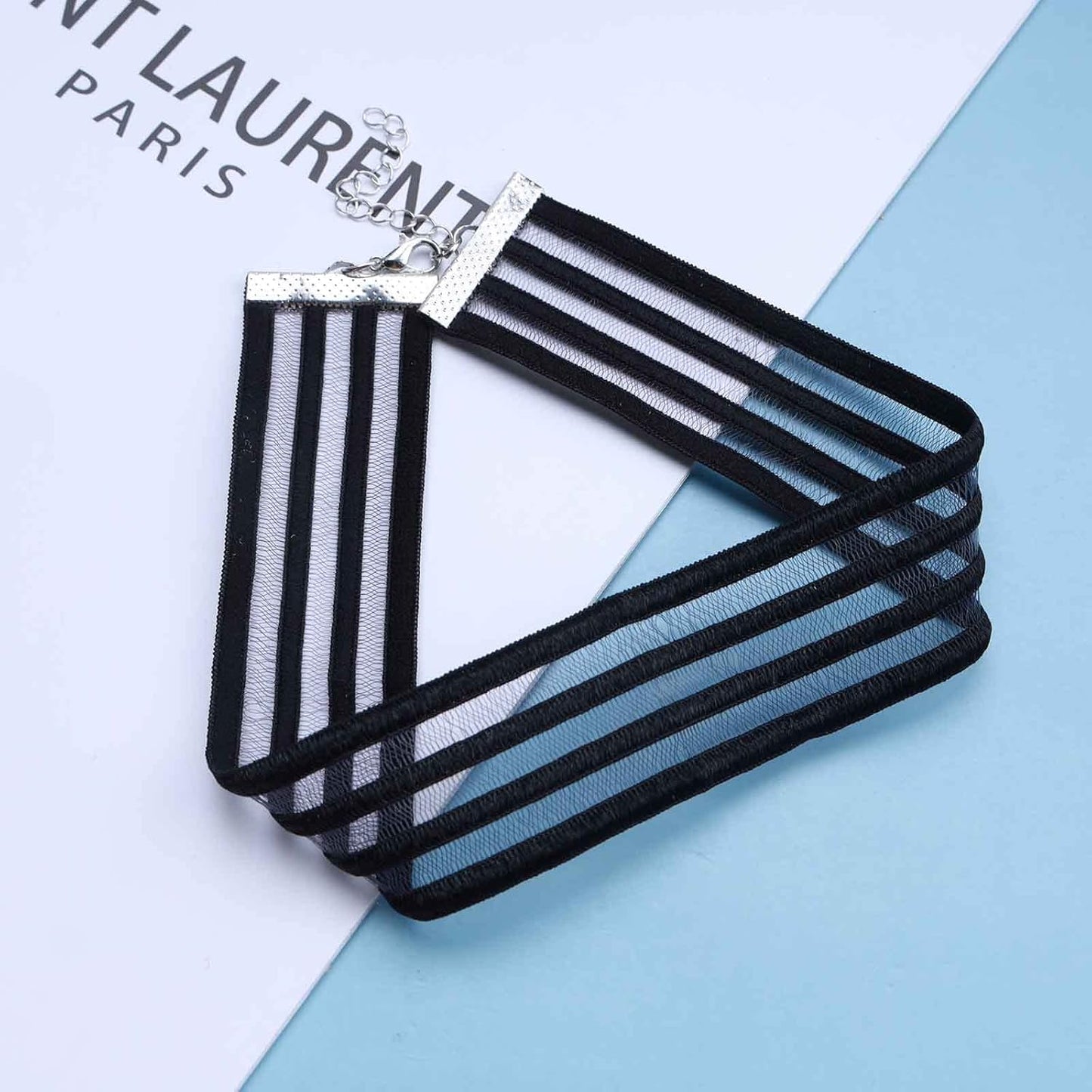 Bohemia Lace Choker Necklace Short Black Organza Necklace Gothic Wide Black Collar Necklace Punk Tattoo Choker Chain Necklace Jewelry for Women and Girls Gifts