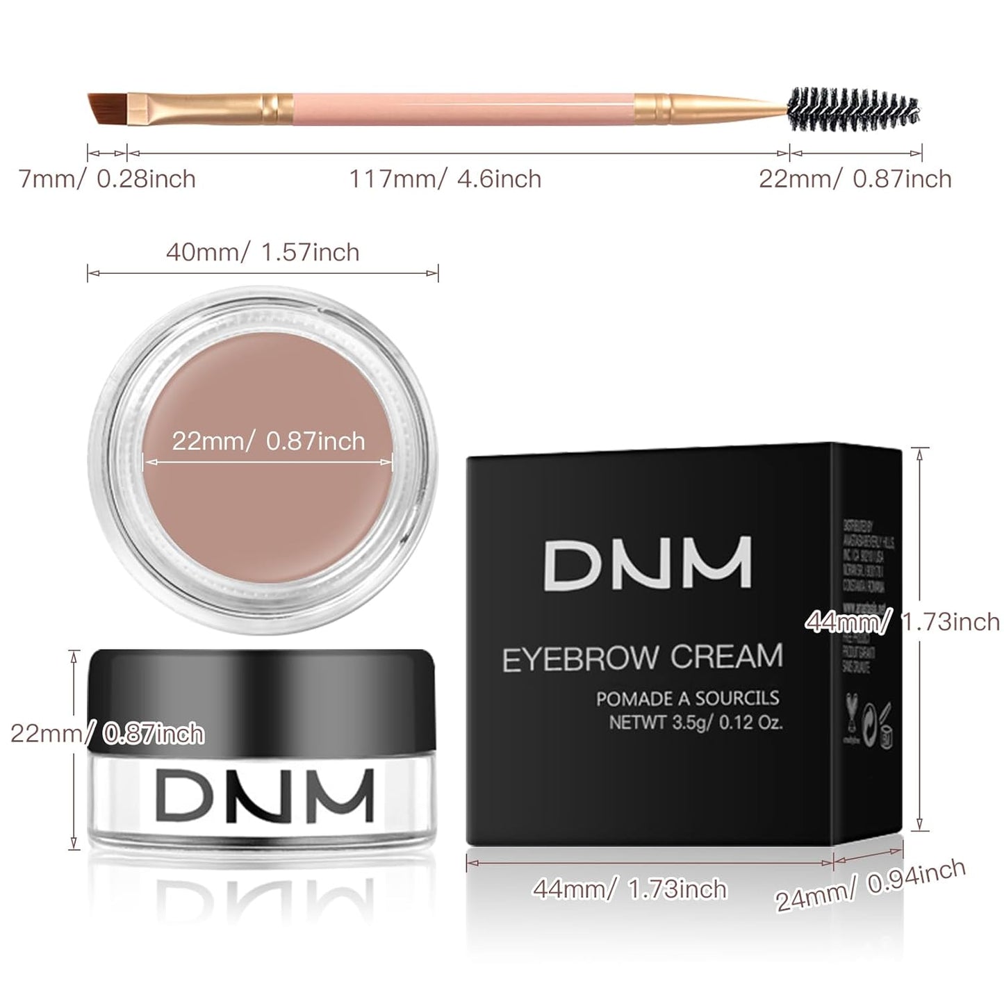 2Pcs Brow Pomade Set with Dual-ended Eyebrow Brush, High pigment Water proof Natural finish Eyebrow Makeup Set with Eyebrow Brush for Women and Girls（02#）