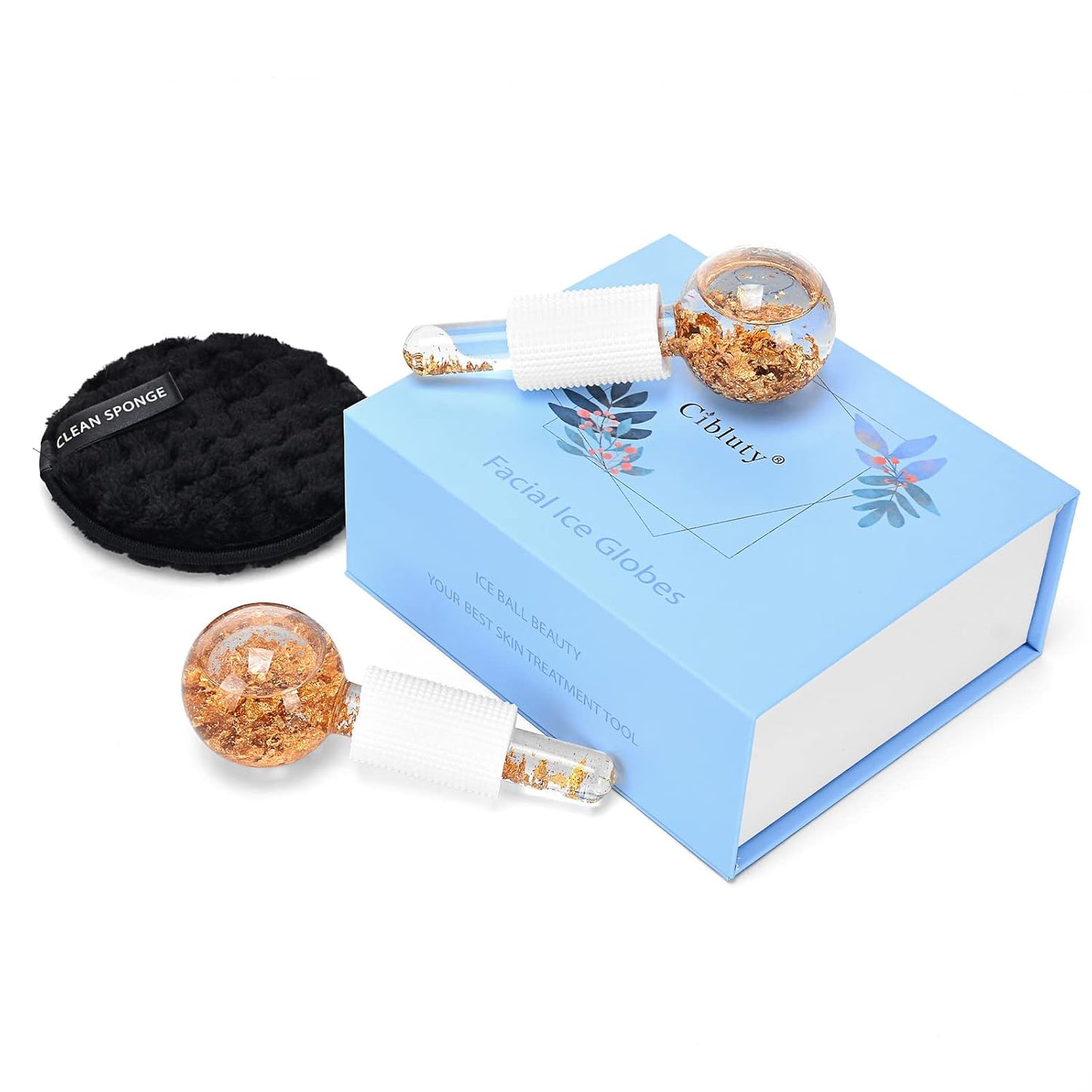 Ice Cryo Sticks Facial Globe with Golded Essence- 2PC Cooling Globes for Cold or Hot Skin Massagers, Face Globe for Skin Care Routine