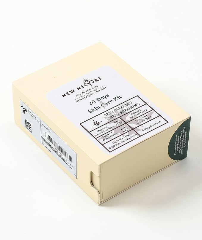 2 Step 20 Days Complete Acne Skin Care Kit.Acne Cleanser Pure Mugwort Essential Oil Soap Face Wash-Cleanse, Hydrate,Moisturize,Harmonize for Restored Skin Balance-1Pcs,120g