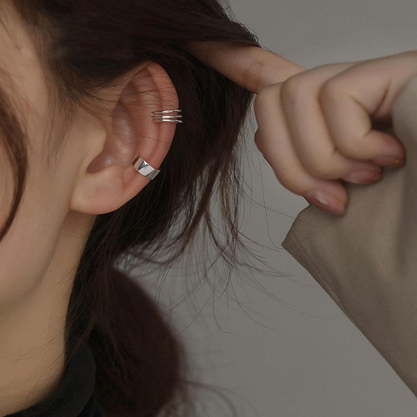 Boho Cartilage Ring Earrings Double Lines Ear Cuffs Set Minimalist Fake Helix Earcuff Earrings Simple No Piercing Earrings Jewelry for Women and Girls