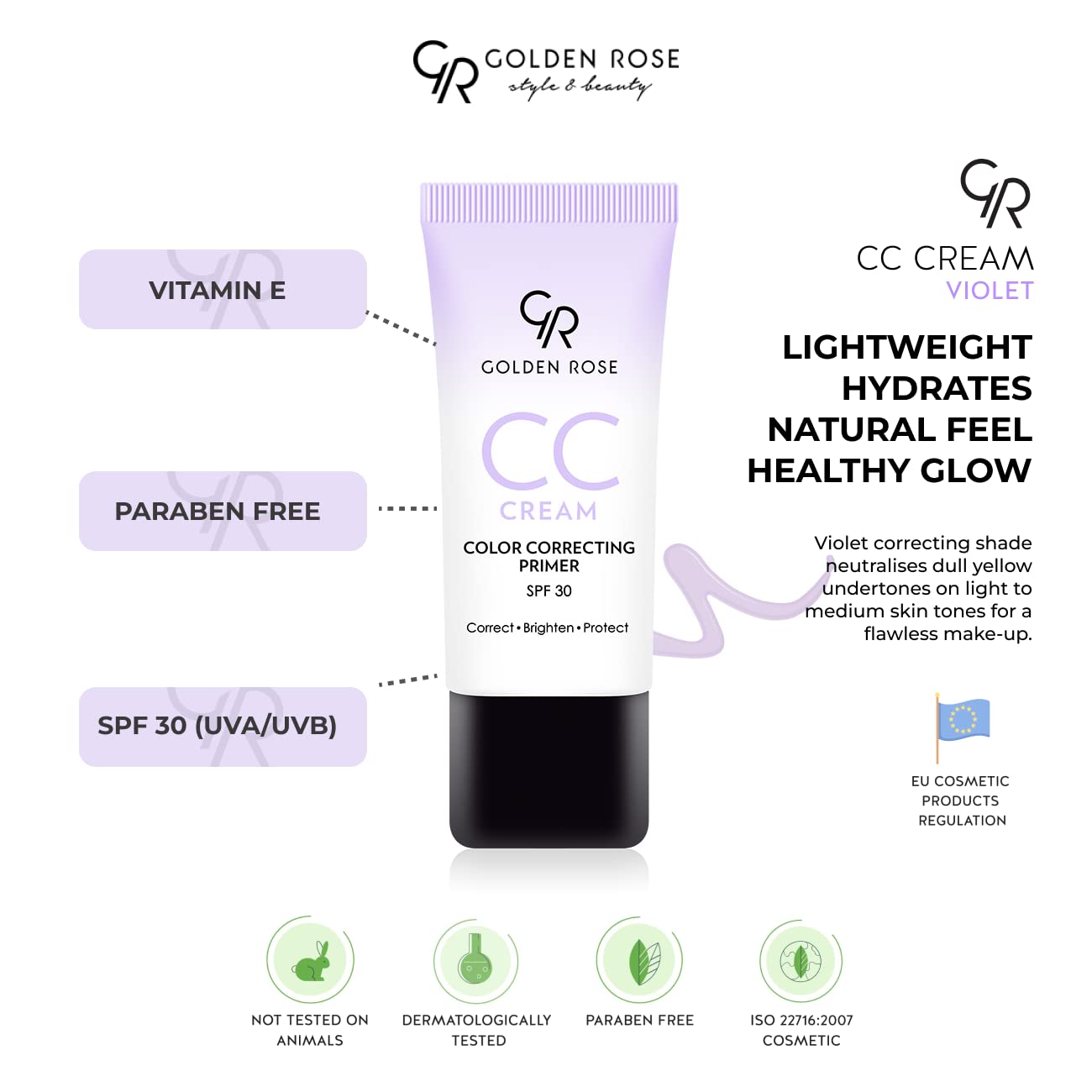 Golden Rose Makeup CC Cream Color Correcting Primer - (Violet)