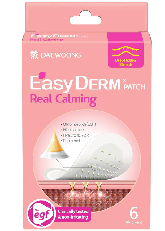 EasyDerm Real Calming Microdart Pimple Patches, Clear Micropoint | Niacinamide, Hyaluronic Acid, EGF Acne Dark Spot Care, K-beauty | 6 counts, Micro Piont length : 285μm
