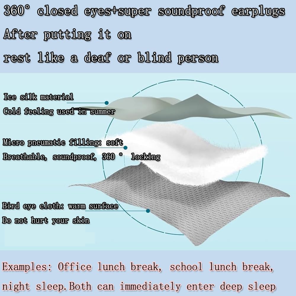 Silk Eye Sleep Mask for Sleeping Women Men, Blackout Blindfold Eye Mask+soundproof Ear Plugs, Rest Like A Deaf or Blind Person, Noise Cancelling Earbuds Mask for Travel Night Best Sleep Mask (Pink)