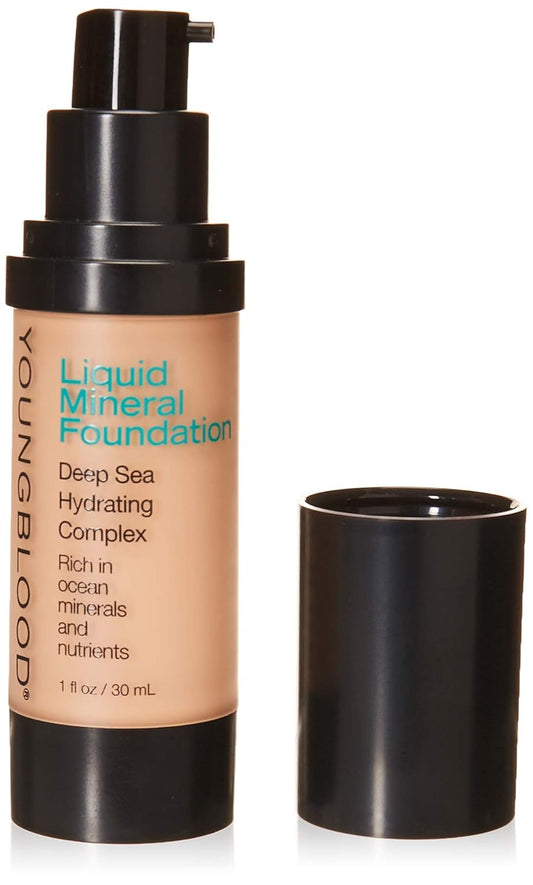 Youngblood Liquid Mineral Foundation, Pebble, 17 Shades, Vegan, Cruelty Free, Gluten-Free