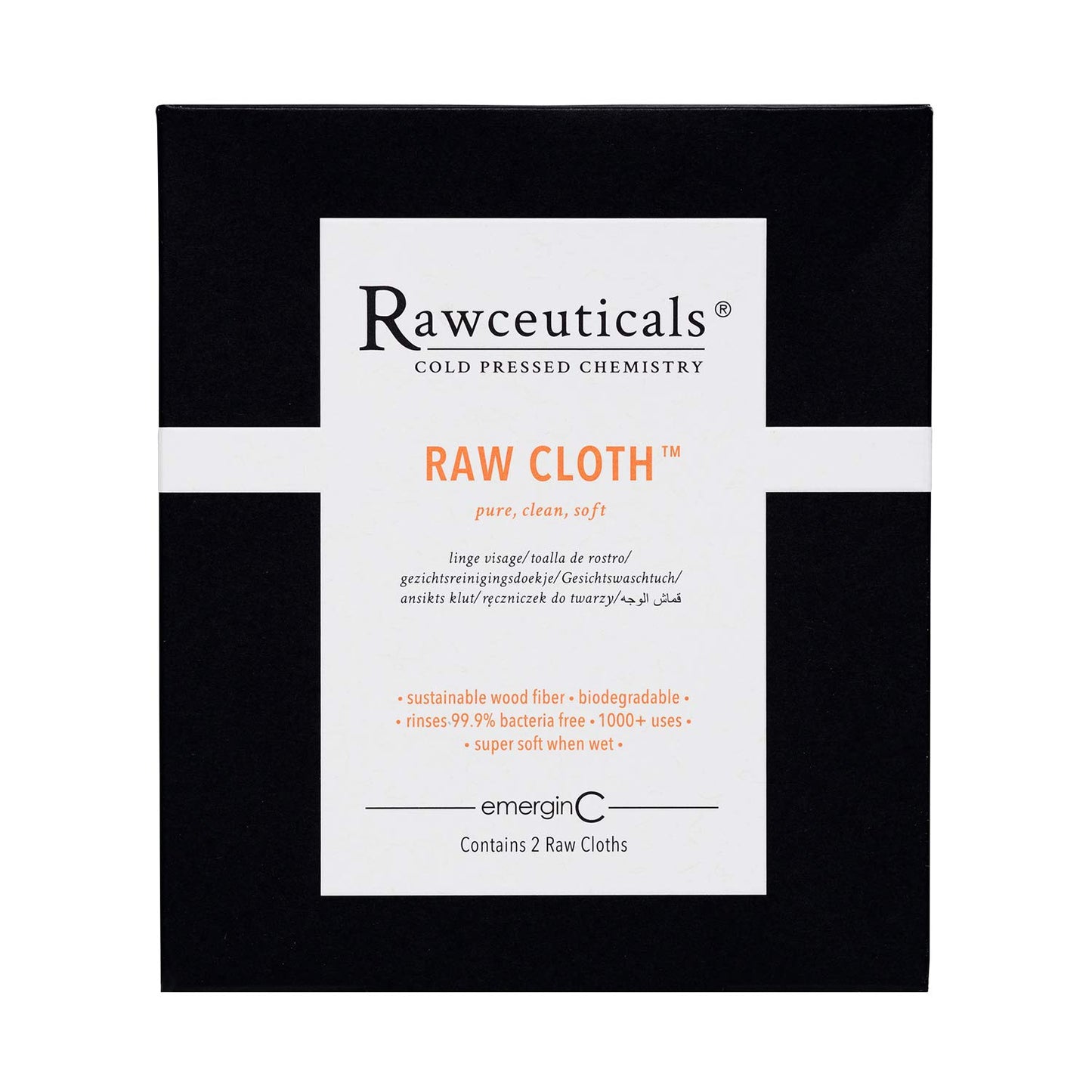 emerginC Rawceuticals Raw Cloth - Reusable Facial Cloth - Eco-Friendly Face Wipe (2 Cloths)