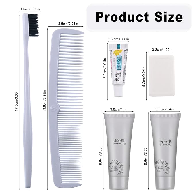 Hygiene Kit, Hygiene Kit Bulk, Travel Hygiene Kit With Toothbrush, Toothpaste, Comb, Shampoo, Shower Gel, Shower Cap And Soap, Individually Packed, Suitable For Hotel, Home, Travel (50 sets)