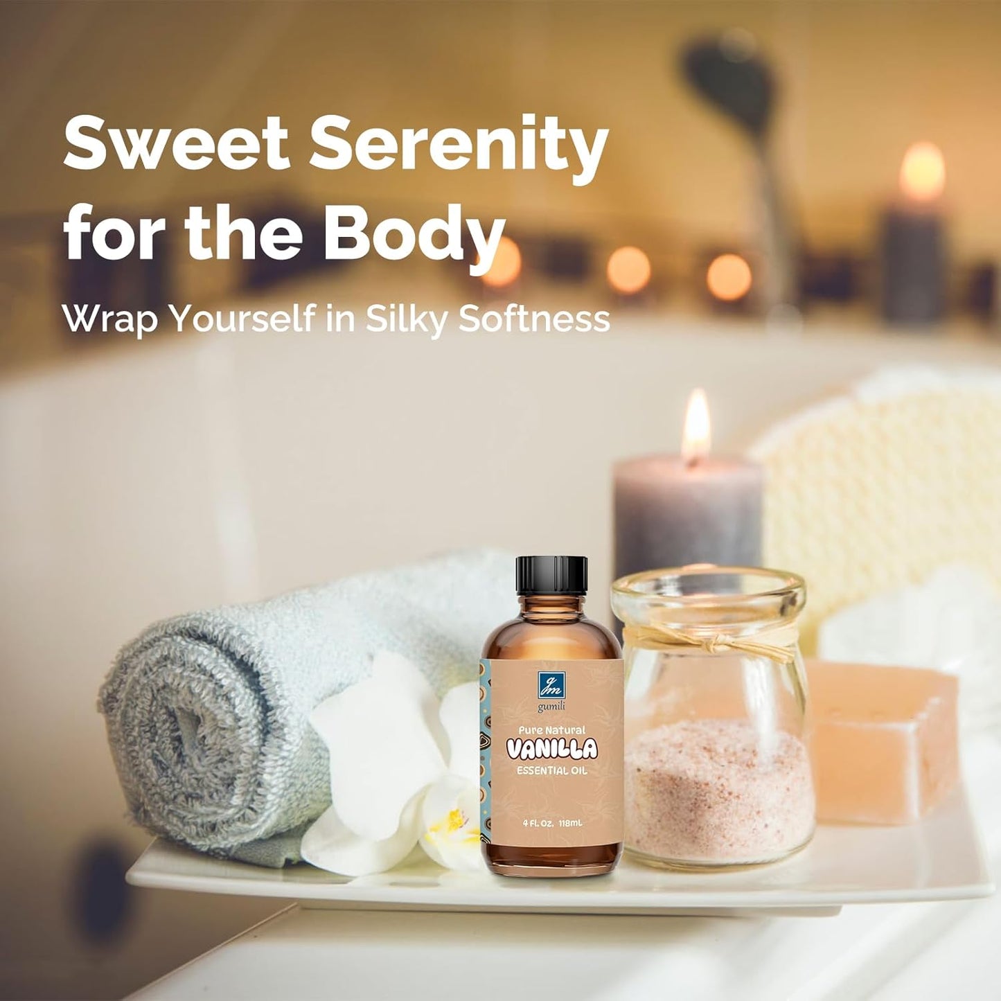 Vanilla Essential Oil 4 Oz, 100% Pure Vanilla Oil for Diffuser, Skin, Hair, Body & Face, Perfume, Sweet Creamy Scent for Relaxation, Aromatherapy & Massage