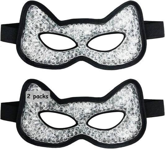 Cooling Eye Mask, Gel Eye Mask Hot Cold Use, Cold Eye Mask for Puffy Eyes, Dry Eyes, Headaches, Migraines, Sinus, Dark Circles (2 Black)