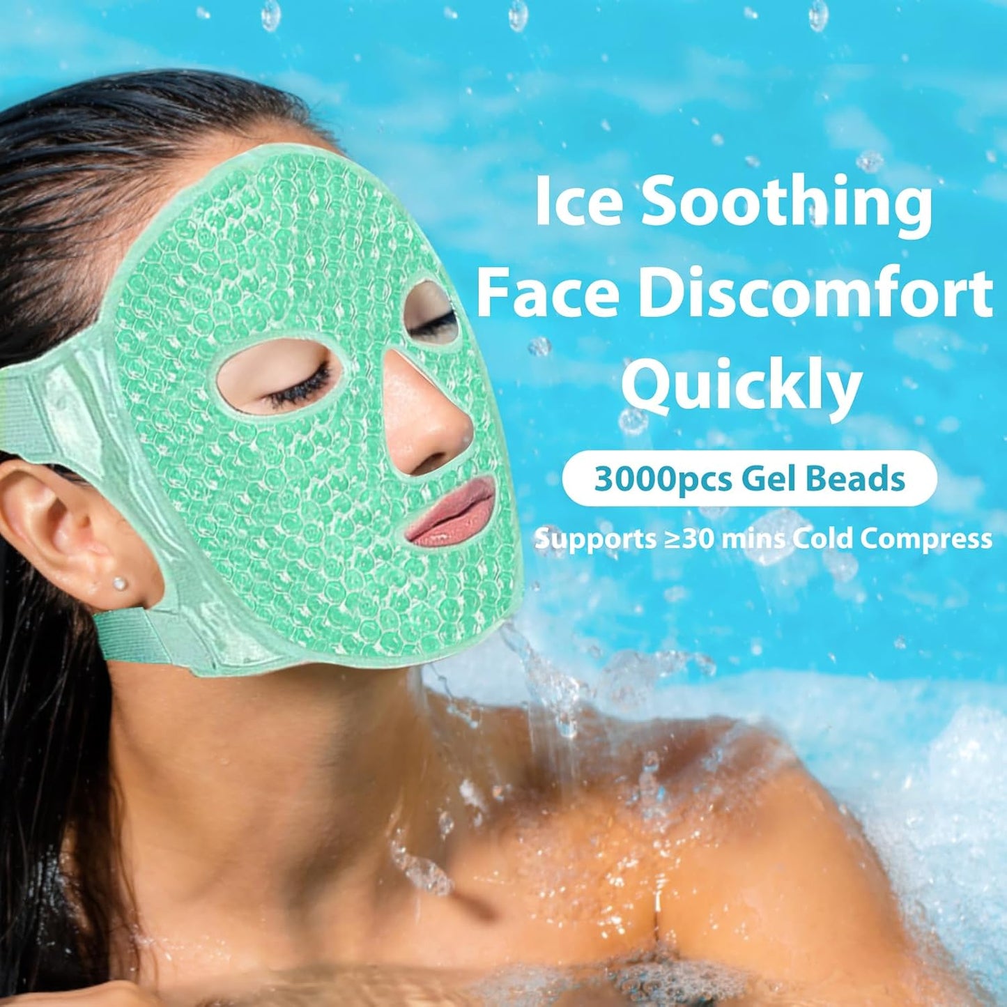 BeeVines Ice Face Mask, Cooling Gel Pack for Puffy Eyes, Cold & Hot Reusable Compress, Frozen Eye Packs Masks for Women for Dark Circles, Puffiness, Allergies & Headaches (Green)