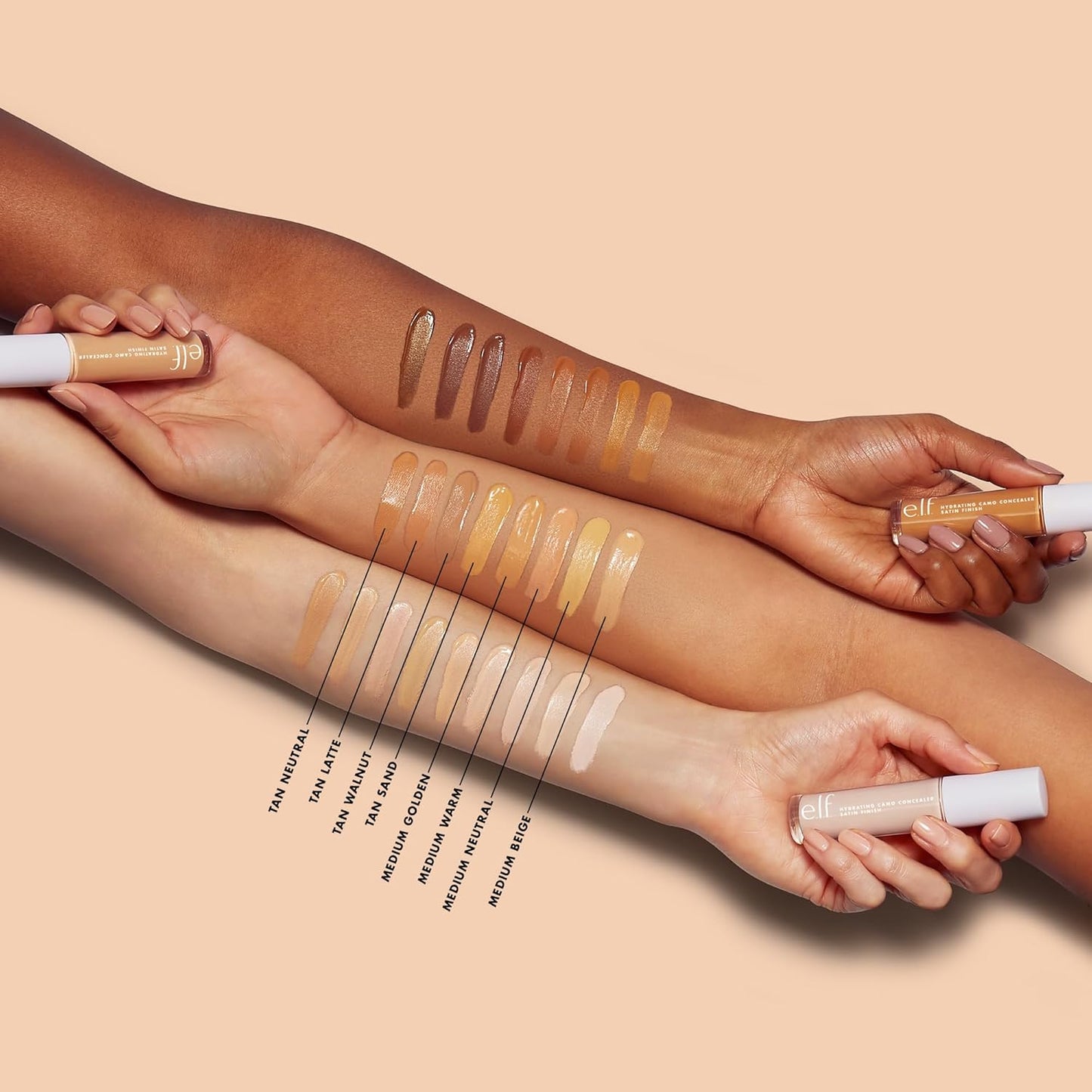 e.l.f. Hydrating Camo Concealer, Covers Blemishes & Under-Eye Circles, Full-Coverage & Delivers A Satin Finish, Vegan & Cruelty-Free, Medium Neutral