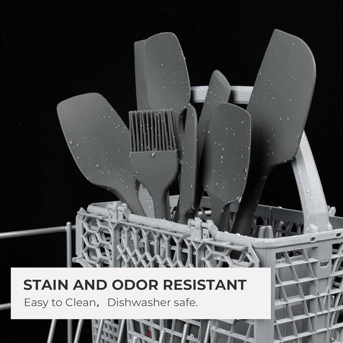 Elihome Classic Silicone Spoonula - Non-Stick Heat Resistant Silicone Scraper Spatula for Mixing, Serving, Scraping, Stirring, and More - 11 Inch, Dark Grey