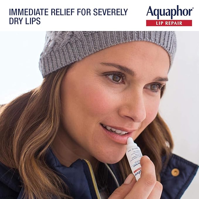 Aquaphor Lip Repair Ointment - Long-lasting Moisture to Soothe Dry Chapped Lips - .35 fl. oz Tube, 4 Pack