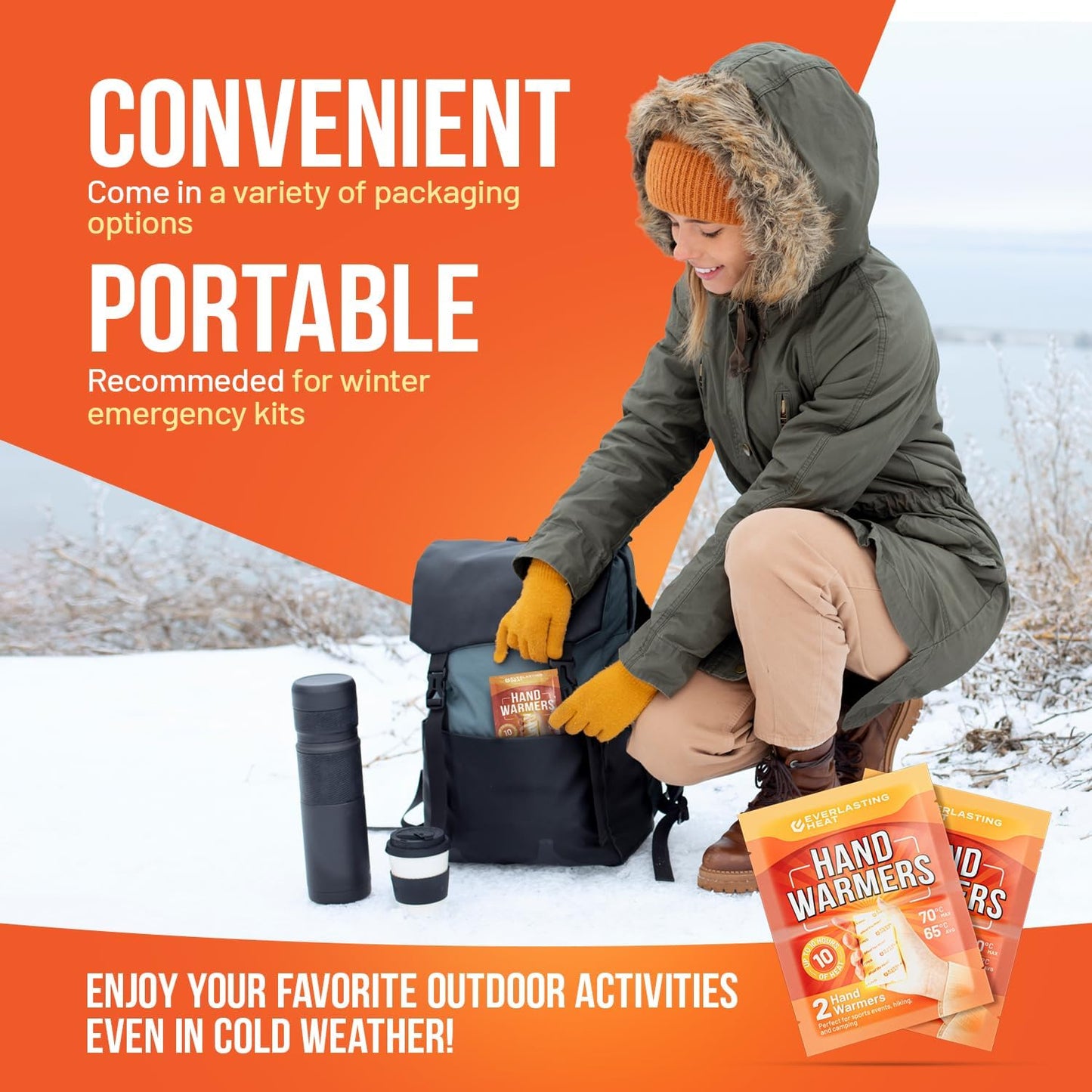 Hand Warmers 40 Pairs (80 Warmers) - Up to 10 Hours of Long Lasting Warmth and Hot Hands - Easy Air Activation for Hands, Body and Feet - TSA Approved