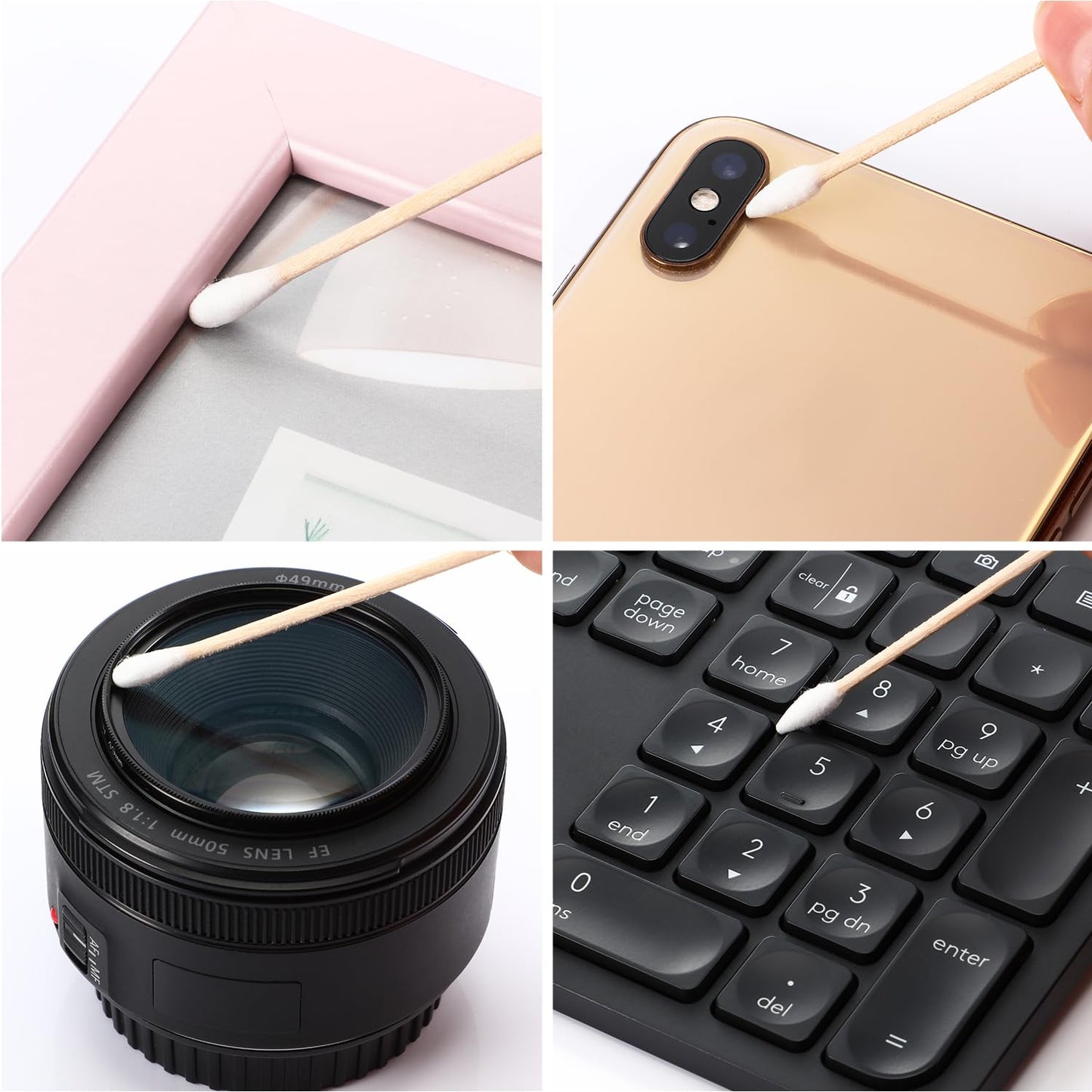 Norme 500 Pcs 6 Inch Gun Cleaning Swabs Long Cotton Swabs in Storage Box Long Pointed and Round Tip with Wooden Handle Buds for Makeup Baby Pet Care