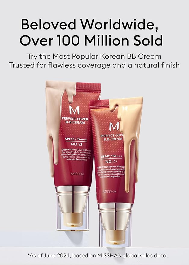 MISSHA M Perfect Cover BB Cream No 31.Golden Beige - Medium/Tan with Neutral Undertone SPF 42 PA +++ 1.69 Fl Oz - Tinted Moisturizer for face with SPF