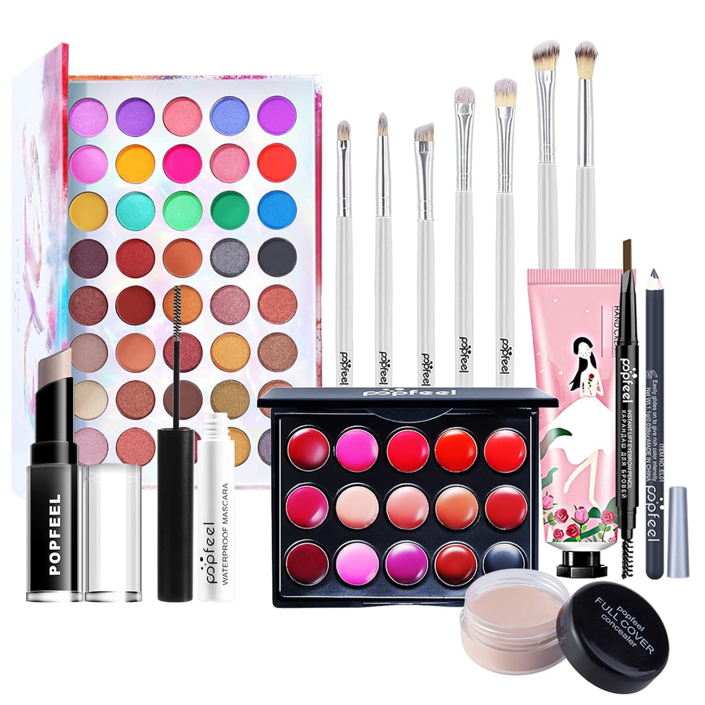 All-in-One Makeup Gift Set Carry All Makeup Kit Women Full Kit With Makeup Bag Lipgloss Lipstick Concealer Blush Foundation Face Powder Eyeshadow Palette Cosmetic Palette #3