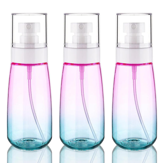 Cosywell Fine Mist Spray Bottles TSA Approved 3.4oz 100ml 3 Pack Leak Proof Travel Spray Bottle Empty Small Spray Bottles for Perfume Essential Oils Toners Rose Water Cosmetics (3Gradient Pink Blue)