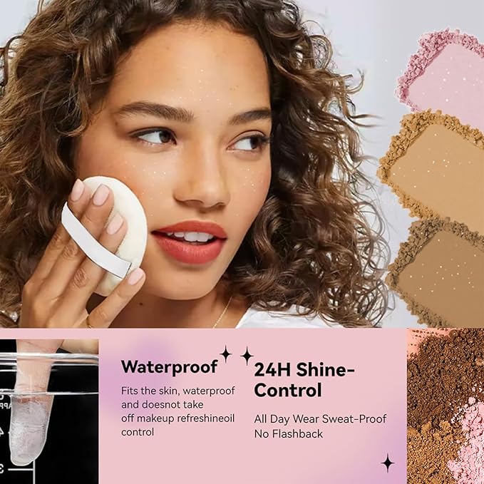 AKARY White Translucent Setting Powder, Shimmer Finishing Powder Oil Control for Long Lasting Makeup, Lightweight Loose Powder Waterproof Makes Skin Downy, Blurring Powder for All Skin Tones, 01
