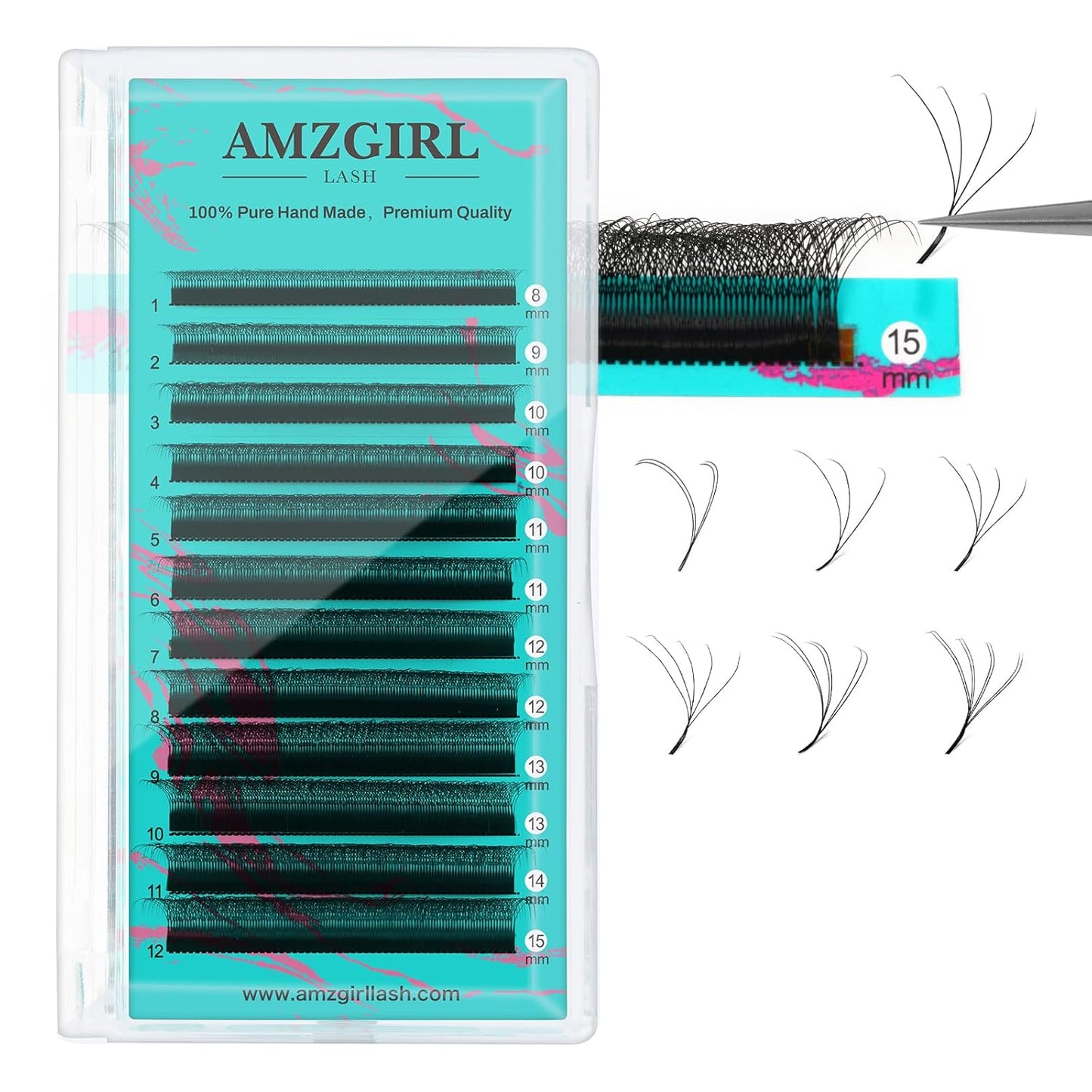 Eyelash Extensions 4DW D Curl,Mixed Tray Lash Extension Supplies Individual Lashes Premium Classic Lash Soft Super Matte Black Professional Eyelashes Extension(8-15mm)