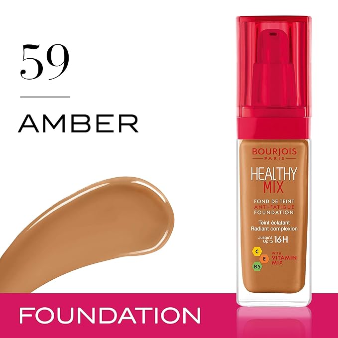 Bourjois Healthy Mix Anti-Fatigue Medium coverage Liquid Foundation 59 Amber, 30ml