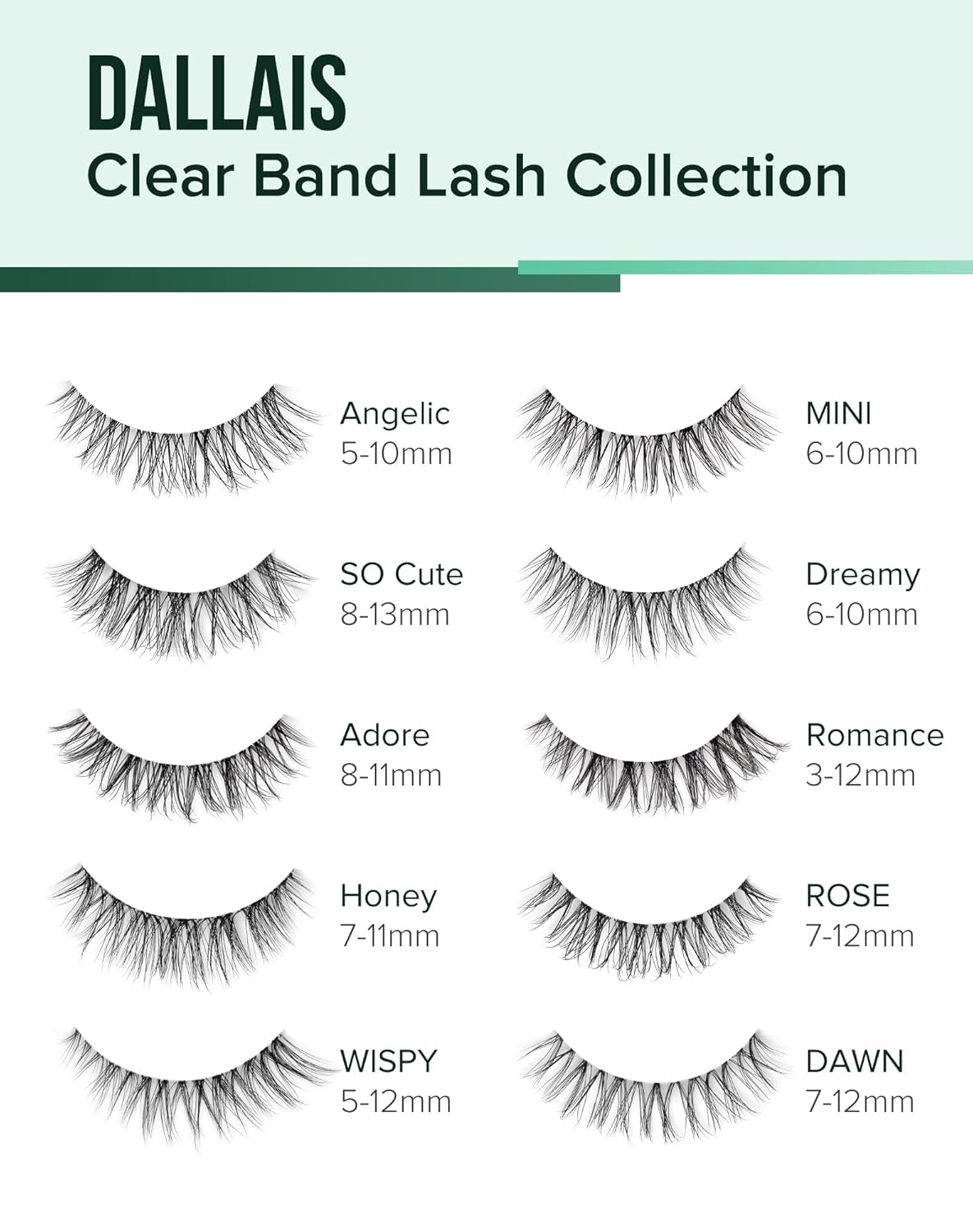 Wispy lashes natural look false eyelashes C curl fake lashes 3d Fluffy eye lashes clear band lashes Pack 7 Pairs