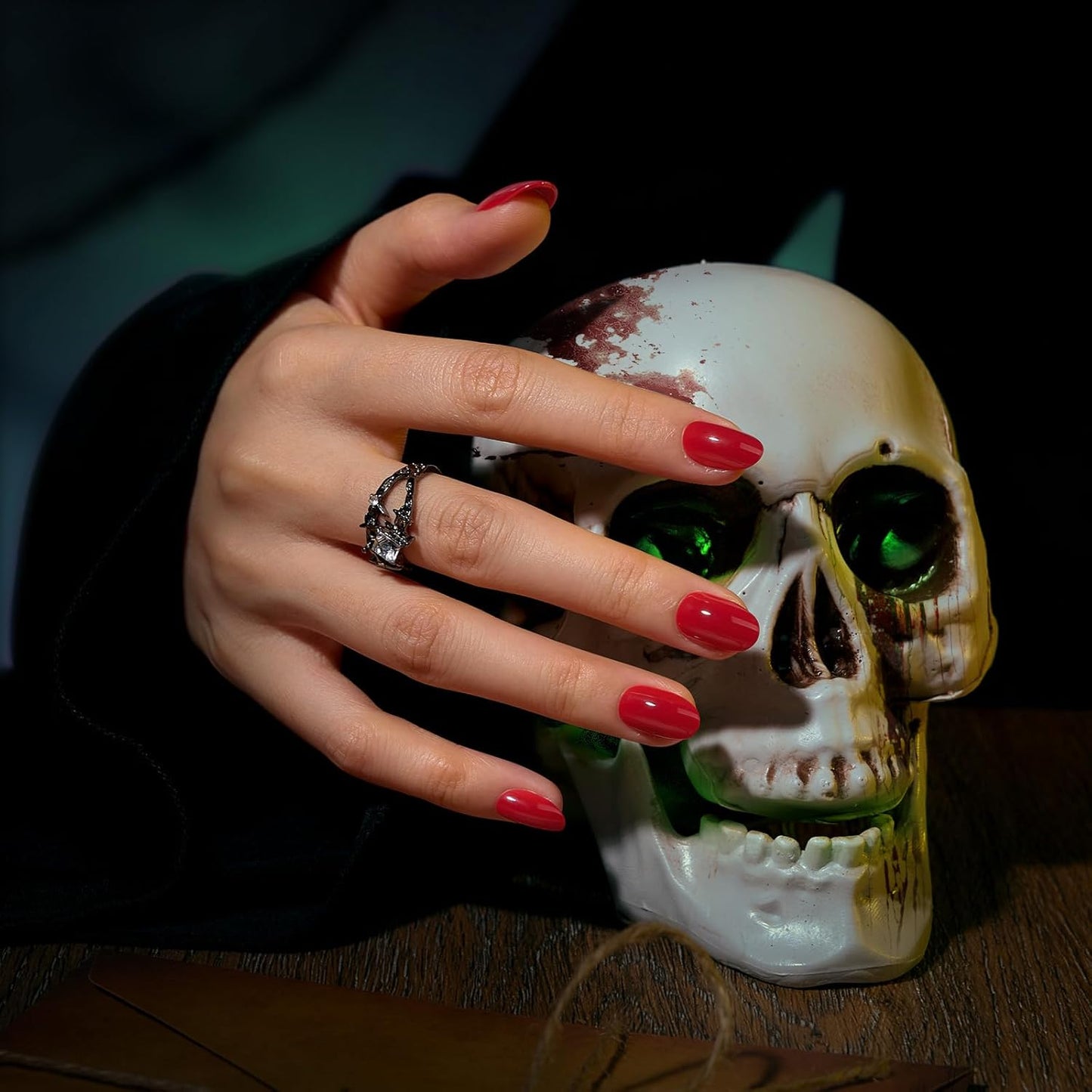 BTArtbox Press On Nails Short - Red Press on Nails, Short Oval Fake Nails with Nail Glue, Natural Reusable Glue On Nails in 16 Sizes Soft Gel Nail Kit, Mulled Wine