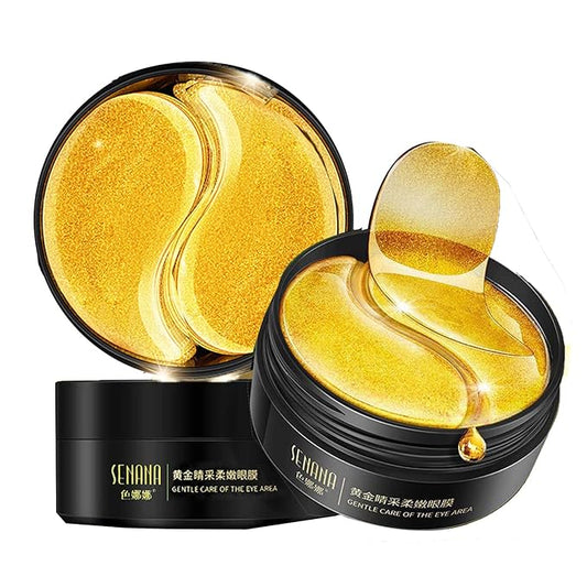 Under Eye Collagen Patch, 24K Gold Anti-Aging Mask, Pads for Puffy Eyes & Bags, Dark Circles and Wrinkles, with Hyaluronic Acid, Hydrogel, Deep Moisturizing Improves elasticity, 30 Pairs