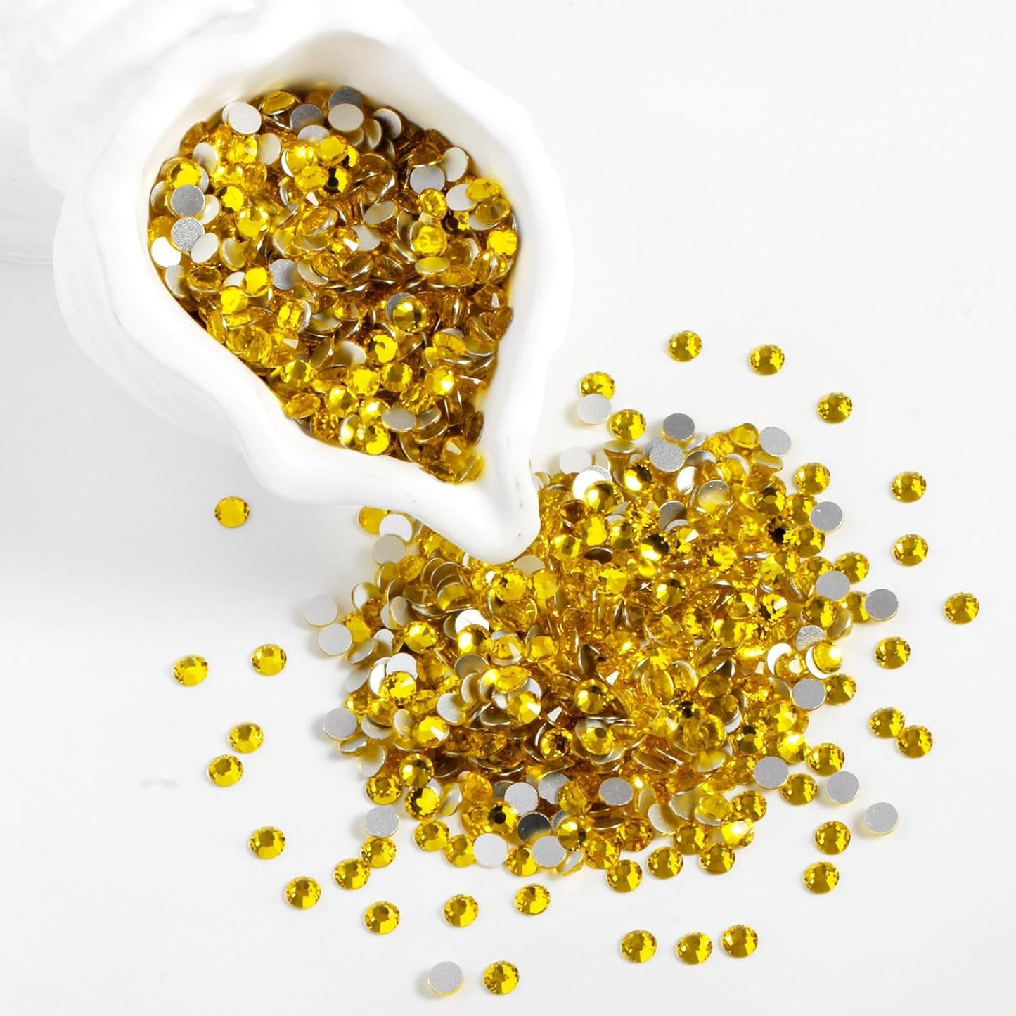 3000PCS SS10 Flatback Rhinestones | 12-Facet Diamond-Cut Glass Gems for Nail Art, Clothing, DIY Crafts |Glue-On Decoration Stones with Silver Backing(Citrine)