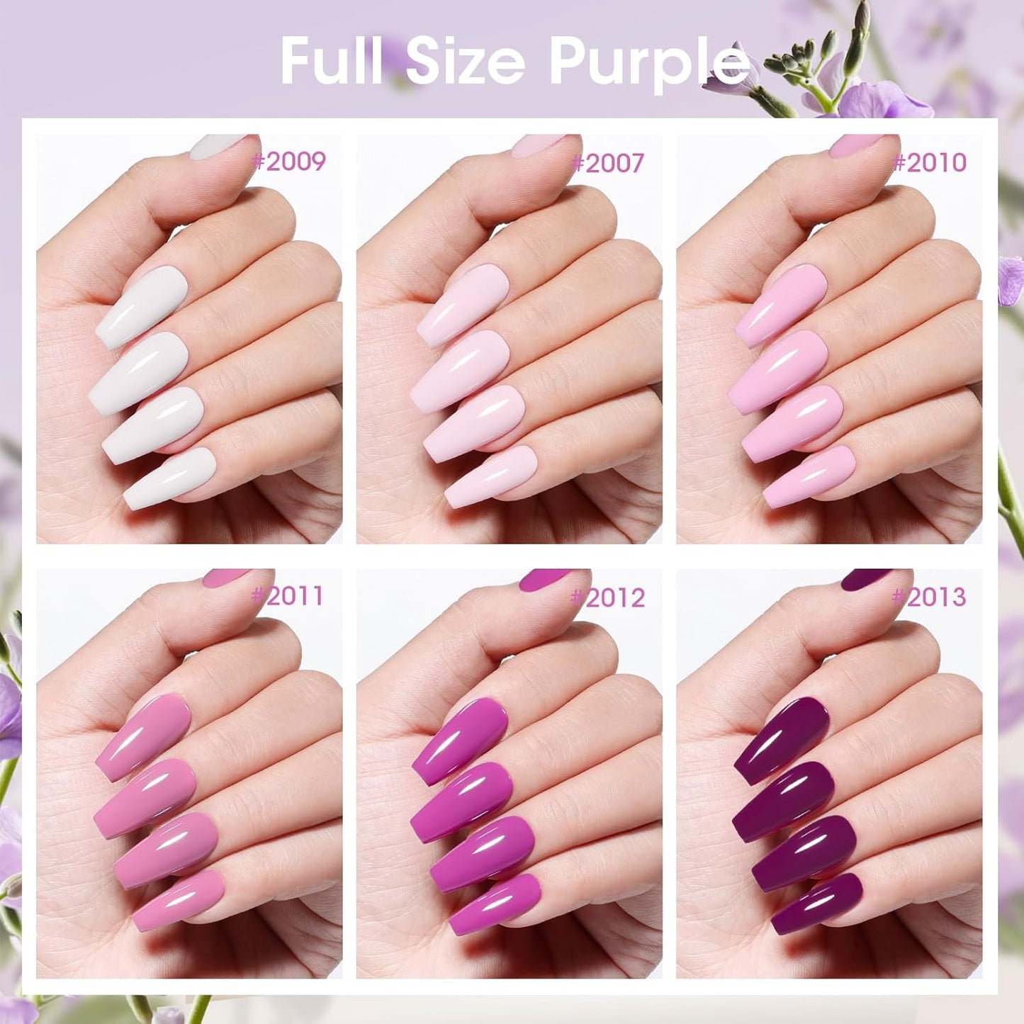 GELLEN Light Purple Nail Polish, Mauve Nail Polish 6 Colors Lavender Purple Set for Girls Women Home Salon Fall Winter, No UV Light Needed, Not UV Gel, Hema Free, Non-toxic