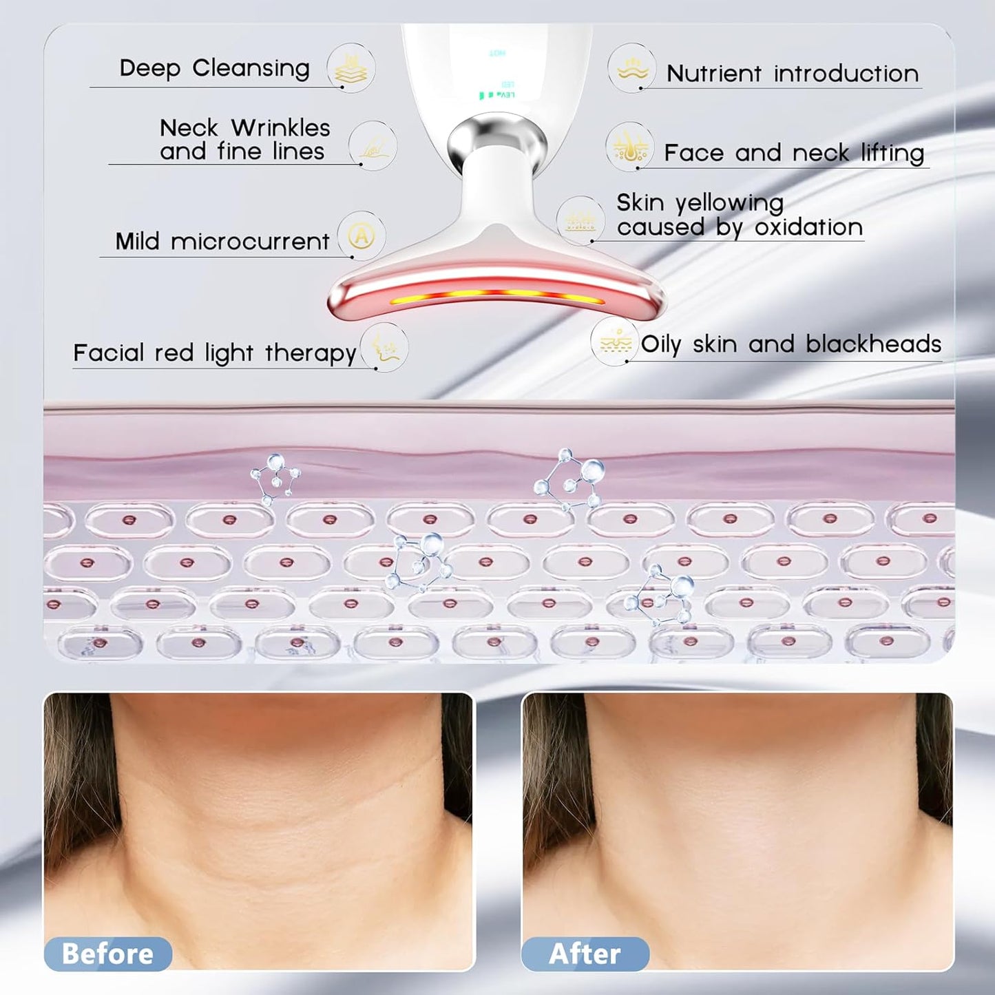 7 in 1 Face Massager Tool, Red Light Therapy for Face and Neck, Red Light Therapy Wand, Face Neck Sculpting Tool for Skin Care