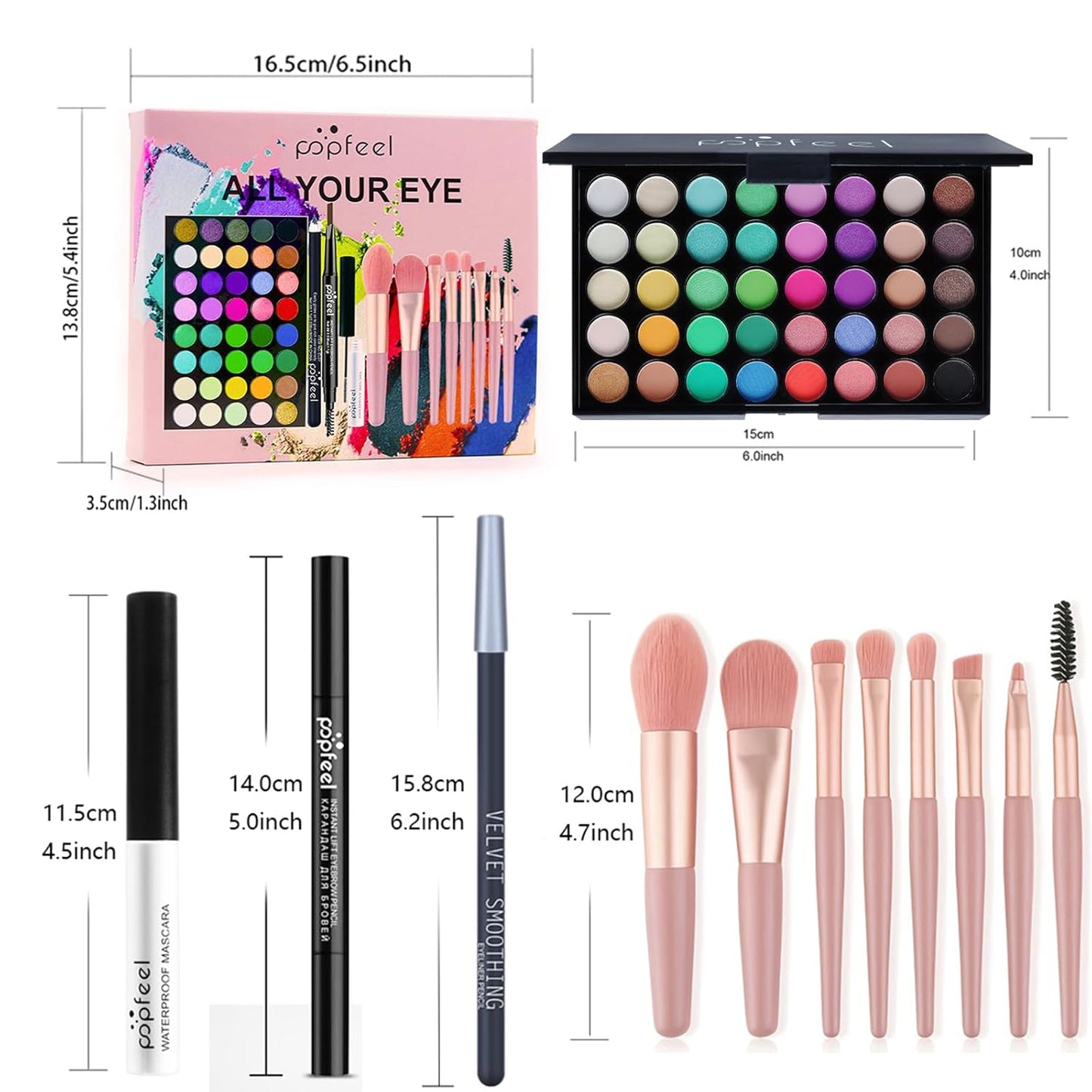 All in One Makeup Kit for Women Full Kit Girls Makeup Gift Sets Xmas Essential Bundle Include Eyeshadow Palette Lipstick Blush Concealer Eyeliner Mascara Foundation Brush Eyebrow Pencil