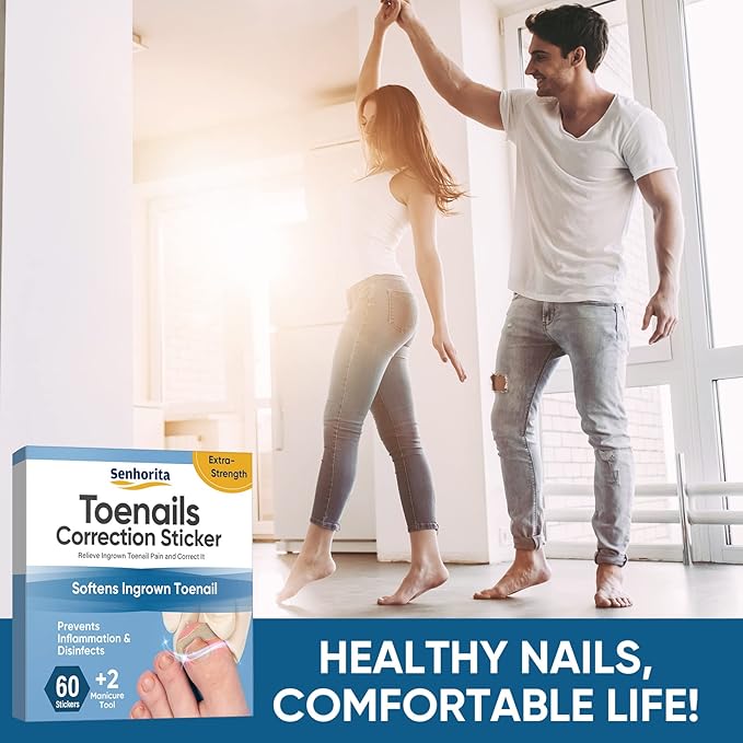 Ingrown Toenail Treatment, 60Pcs Ingrown Toenail Corrector Strips, Ingrown Toenail Removal Kit with File and Lifter, 60Pcs