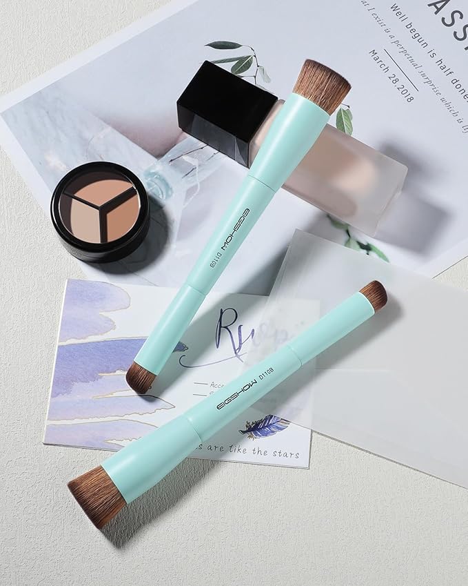 EIGSHOW Foundation and Concealer Brush, Dual Ended Makeup Brush For Flawless Foundation Coverage, Under Eye Concealer, Vegan & Cruelty-free (D110B)