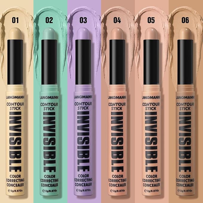 LANGMANNI Multi-Use Face Contour Stick,Highlighter & Concealer Stick, Combo Use For Correcting Color Balancing (#01+#02+#03+#04, 4 Count (Pack of 1))