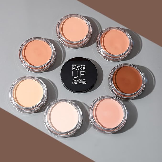 7 Color Solid Concealer Full Coverage Correcting Cream Concealer Waterproof Long-lasting Under Eye Concealer for Dark Circles Color Corrector Pro Concealer (Color 04)