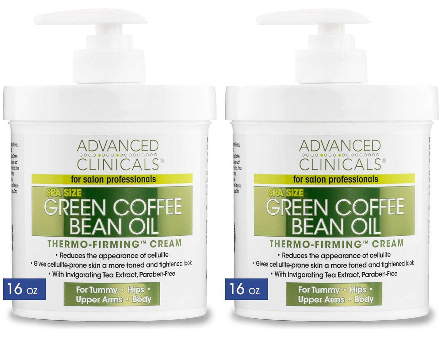 Advanced Clinicals Thermo Firming Green Coffee Bean Moisturizer Body Cream | Anti Cellulite Caffeine Firming Lotion For Legs, Arms, & Body | Skin Care Products | Aging Skin Tightening Cream, 2-Pack