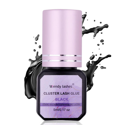 Fast-Drying Eyelash Extension Glue for Professionals - 1-2 Second Strong Hold Waterproof & Long Lasting 8 Weeks Salon-Grade Lash Adhesive(Black,5ml)