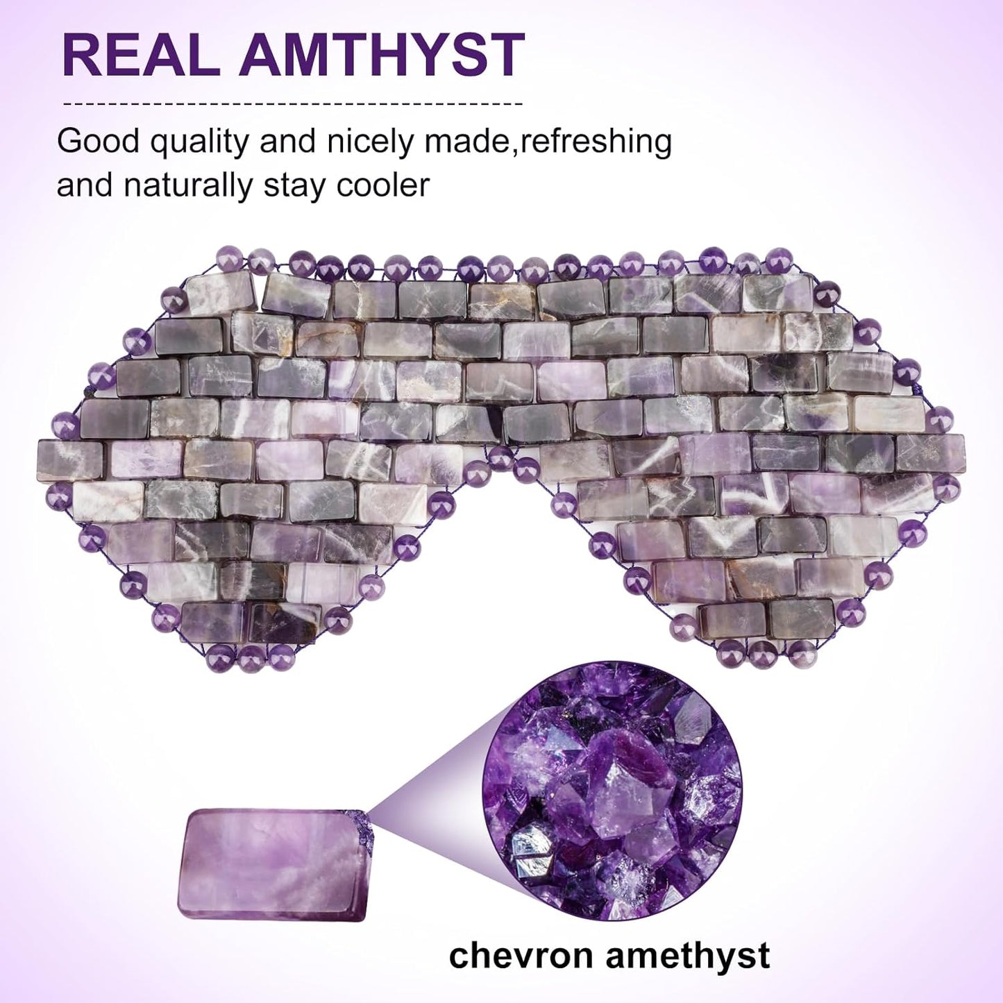 Jade Eye Mask, Rose Quartz Eye Mask，Gemstone Eye Mask Anti Aging Therapy Hot or Cold Using (#2-Amethyst)