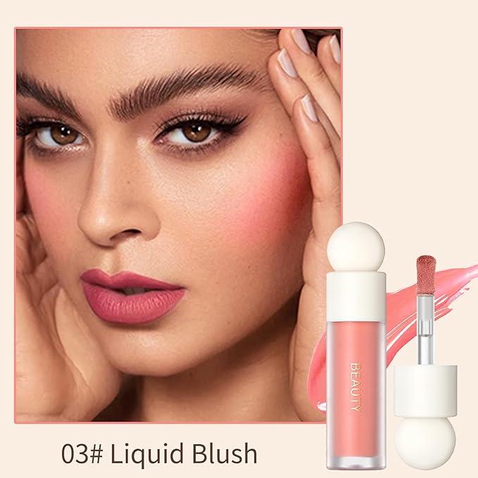 Erinde 3 Colors Liquid Highlighter Blush Contour Set, Natural Matte Face Blush Bronzer, Natural Glossy Liquid Illuminator for Face and Body, Lightweight Blendable Silky Smooth Texture, Cruelty-free