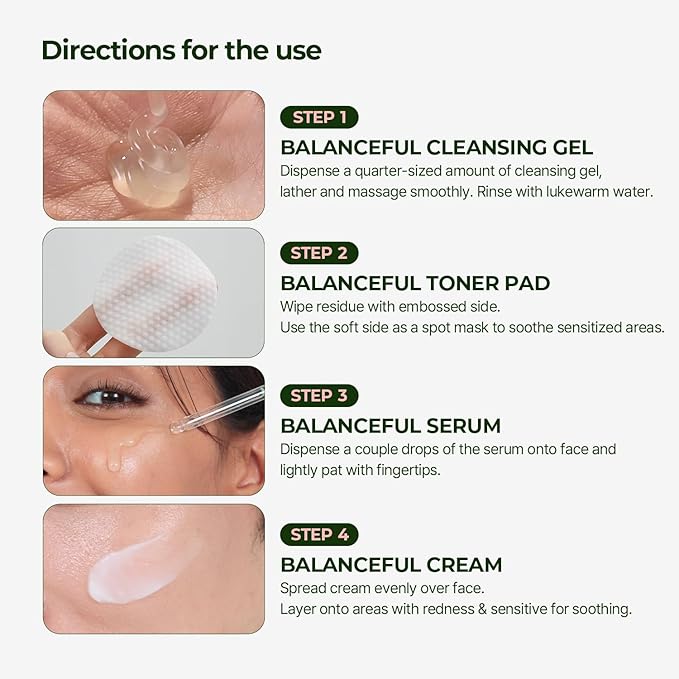 Torriden BALANCEFUL Cica Trial Kit, Gotu Kola Infused Daily Skincare Kit - 4 Step Regimen with Cleansing Gel, Toner Pad, Serum, and Cream | Vegan, Hypoallergenic Korean Skin Care