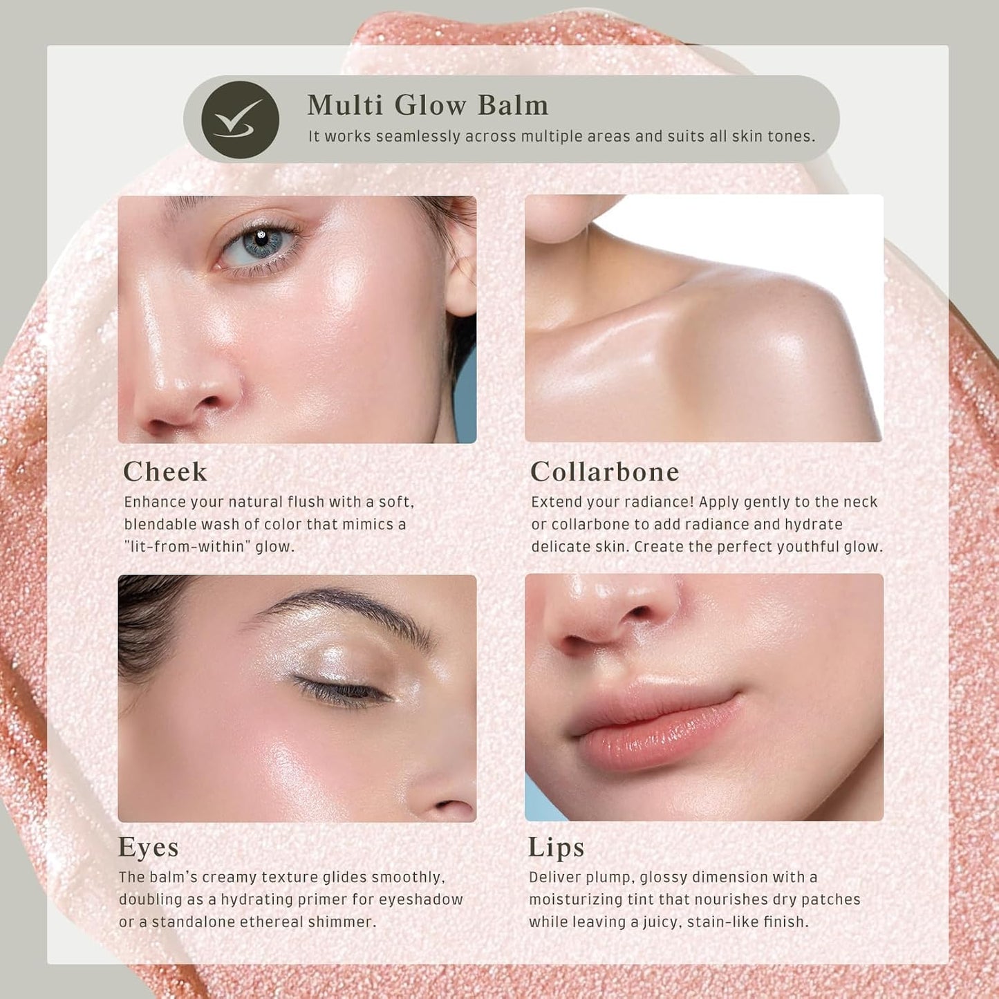 Multi Glow Balm, Cream Blush for Cheeks, Blush Balm Face Makeup, Radiant Finish, Hydrating, Creamy, Lightweight & Blendable Color, Face Makeup, 0.63 Oz (Romantic Tulips)