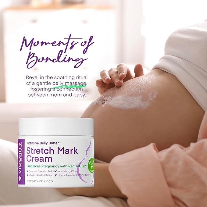 Stretch Mark Cream for Pregnancy: Stretch Mark Treatment - Belly Butter For Pregnant Women - Massage Lotion To Prevent And Repair Maternity Stretch Marks Scar - 4 Oz
