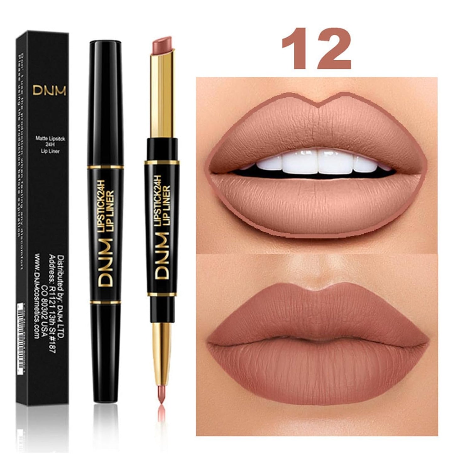 PHOERA Foundation Full Coverage,3Pcs Lip Liner and Lipstick Set Chestnut Nude Brown for Matte Finish,PHOERA Makeup Wrinkles Matte Natural Finish for a Flawless Complexion(104-Buff Beige+Lip SetA)