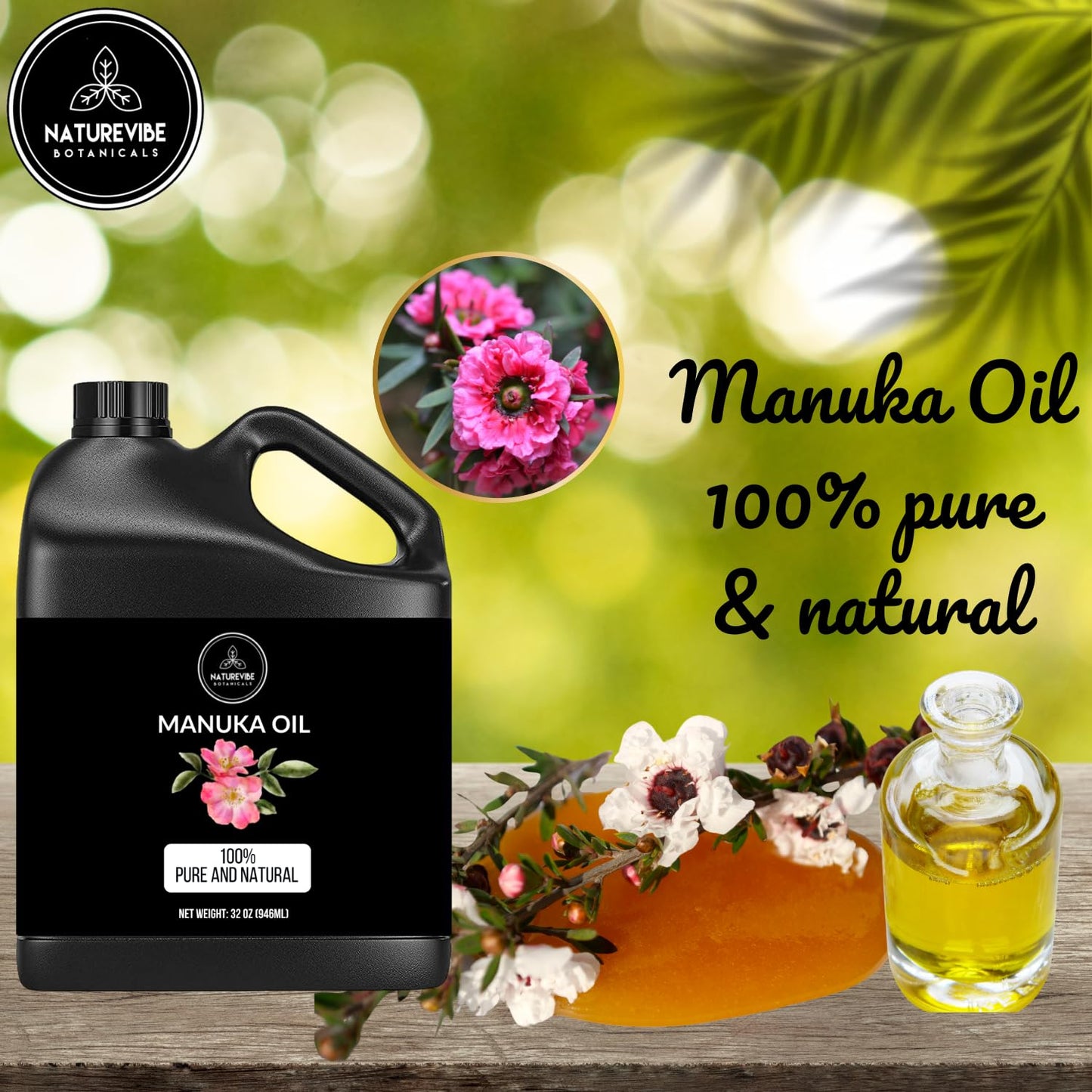 Naturevibe Botanicals Manuka Oil 32 Ounces | 100% Pure and Natural | Great for Skin Care and Hair Care
