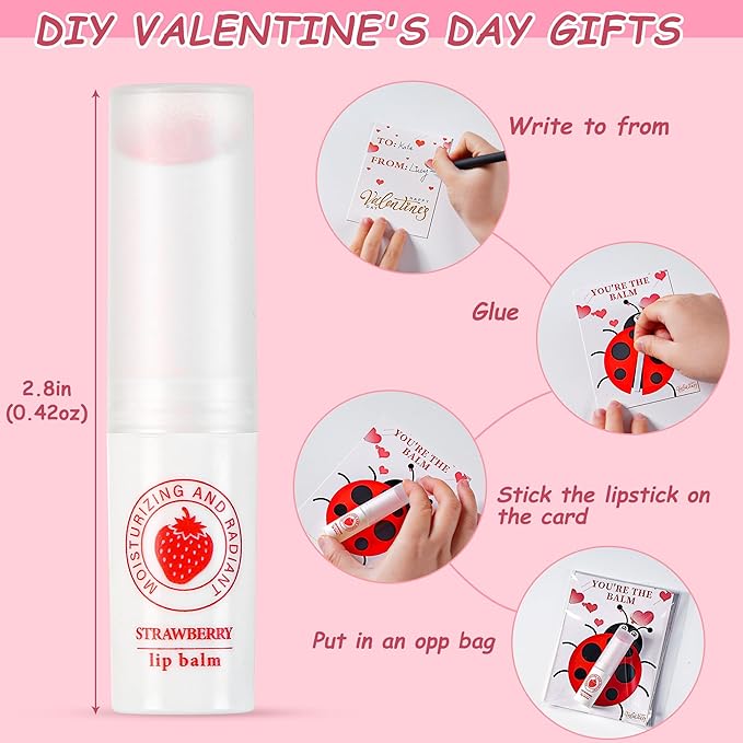 24 Pack Valentines Day Gifts for Kids lip balm bulk,chapstick bulk,party favors for kids boys girls,Natural Moisturizing Lip Balm for dry cracked lips,goody bag filler,Wedding Gifts
