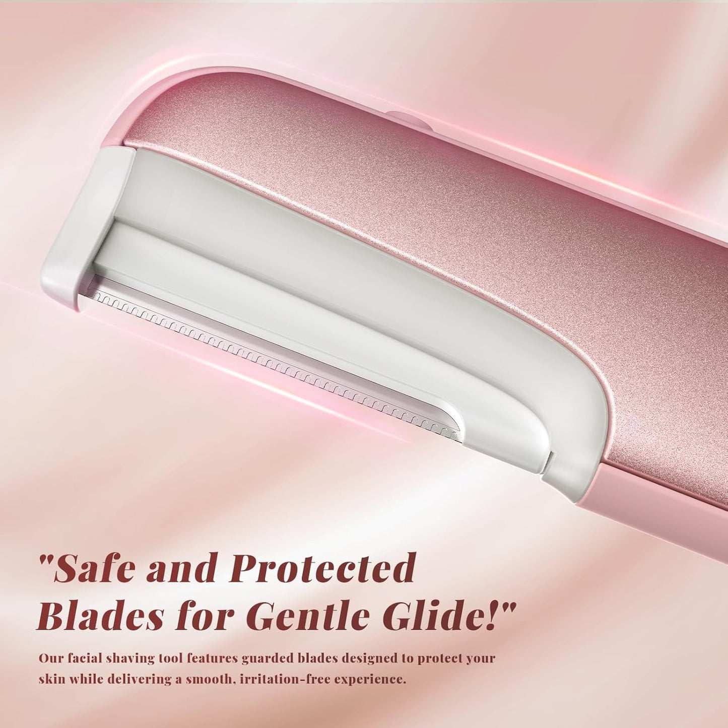 Dermaplaning Tool for Women Pink - Facial Exfoliation & Peach Fuzz Hair Removal with Rechargeable Sonic Edge Technology, 10 Refill Blades